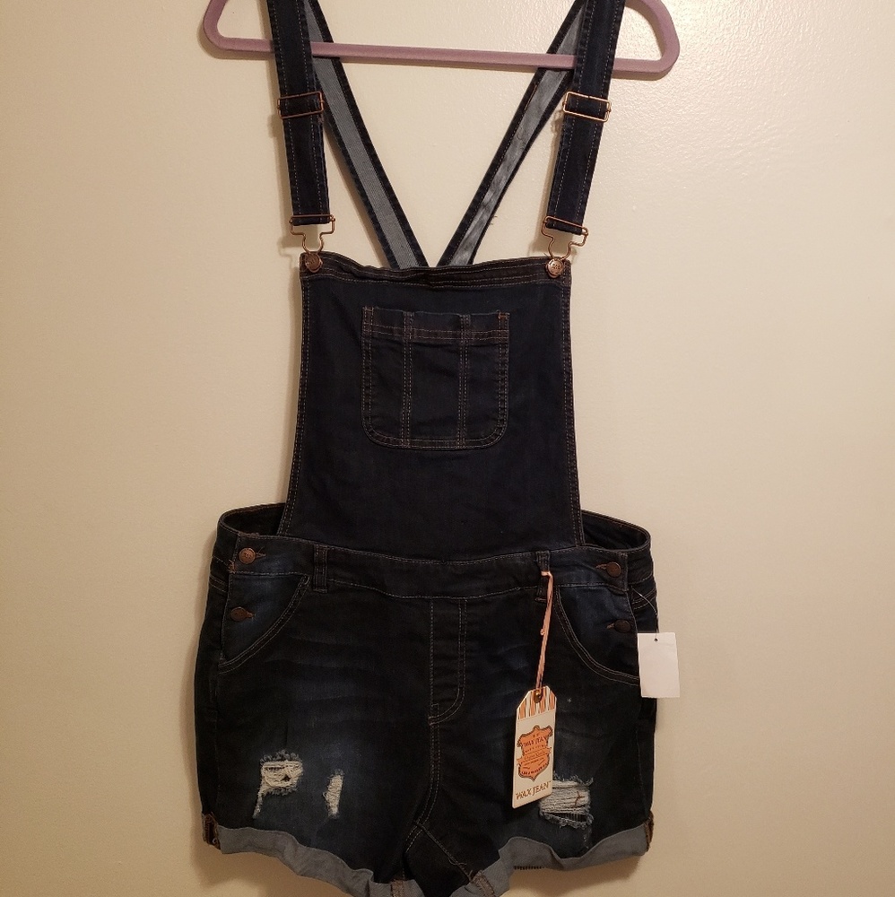 Wax Jean | Dark Wash Denim Short Overalls
